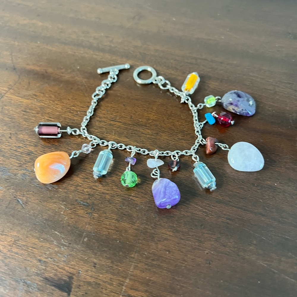 Colorful Gemstone Charm Bracelet